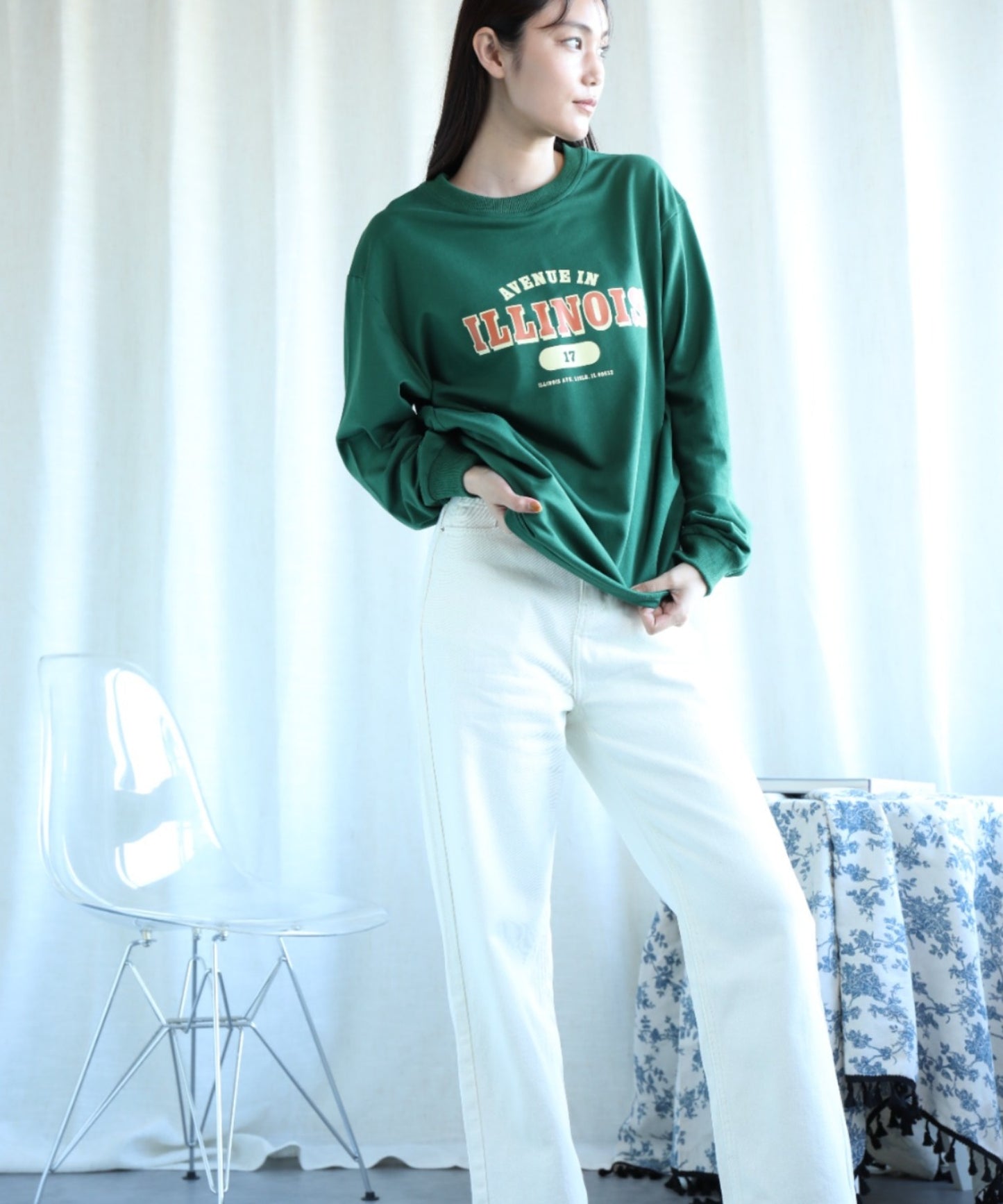 aimoha/カレッジロゴ長袖Tシャツ