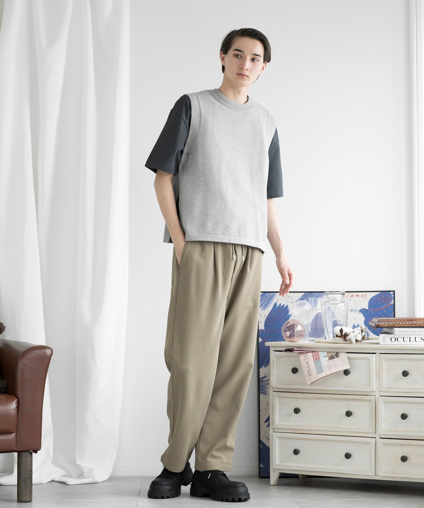 【aimoha MEN】SLIM STRAIGHT SLACKS スリムストレートスラックス