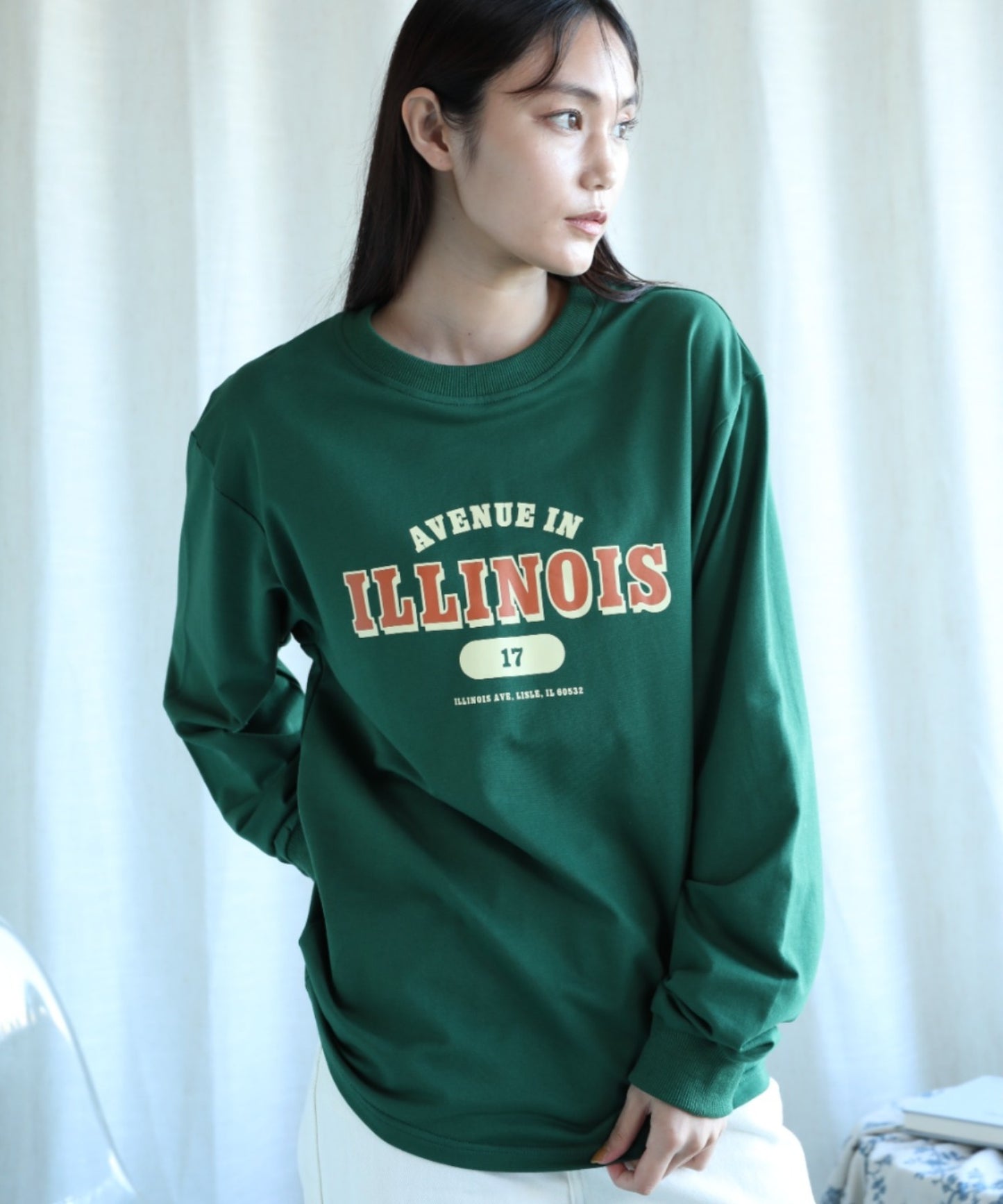 aimoha/カレッジロゴ長袖Tシャツ