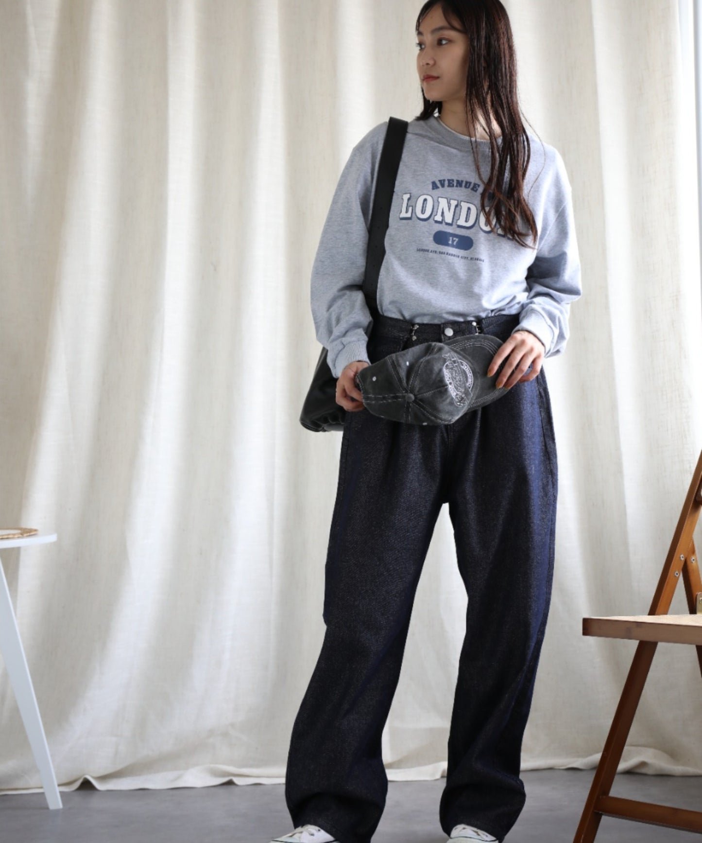 aimoha/カレッジロゴ長袖Tシャツ