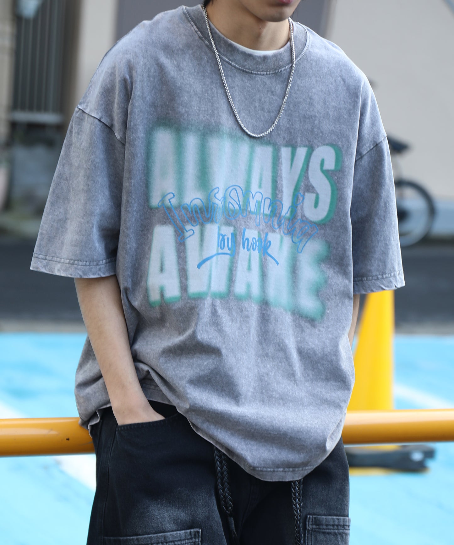HOOK -original-　INSOMNIA　ウォッシュ加工ヴィンテージ風 ビッグTEE