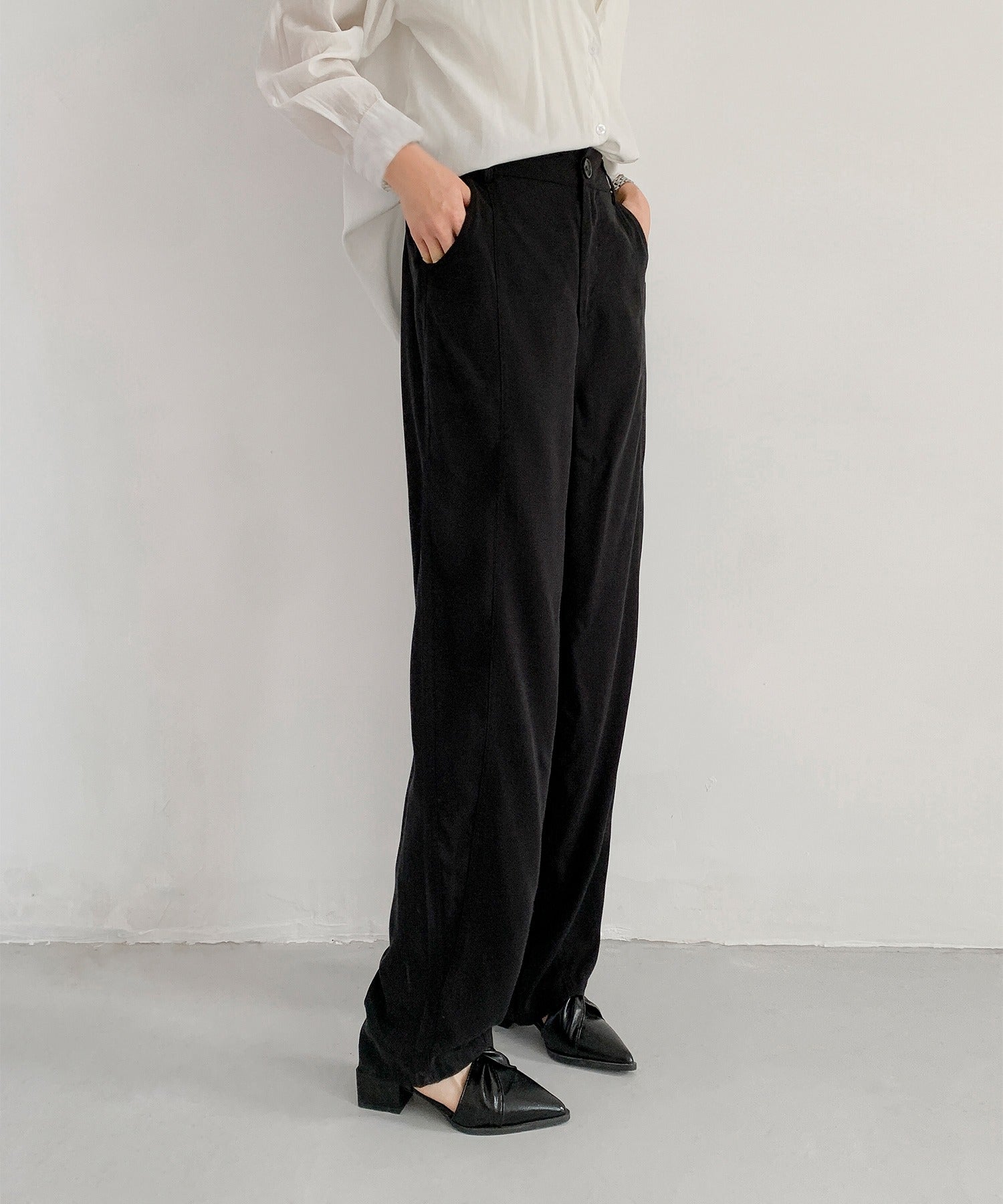 DECADE CLASSIC ジャストウエストカーブタックド パンツ