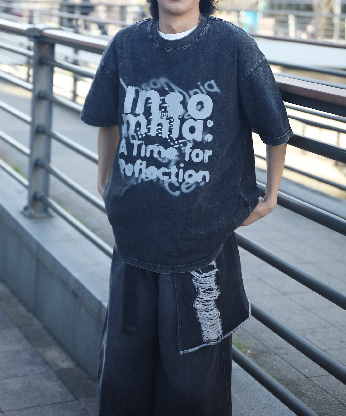 HOOK -original-　INSOMNIA　ウォッシュ加工ヴィンテージ風 ビッグTEE