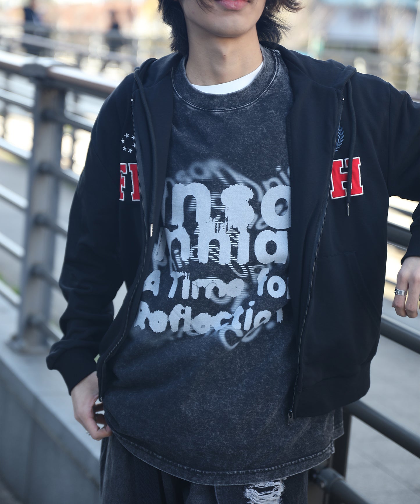 HOOK -original-　INSOMNIA　ウォッシュ加工ヴィンテージ風 ビッグTEE