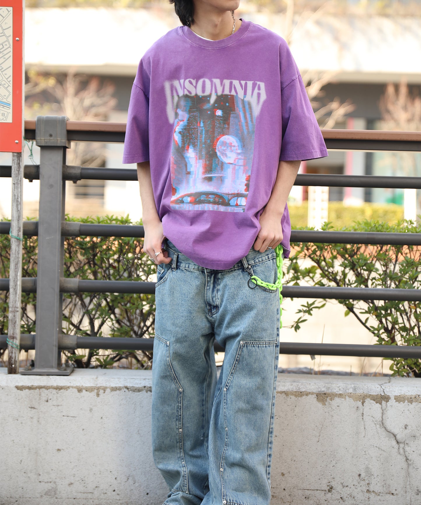 HOOK -original-　INSOMNIA　ウォッシュ加工ヴィンテージ風 ビッグTEE