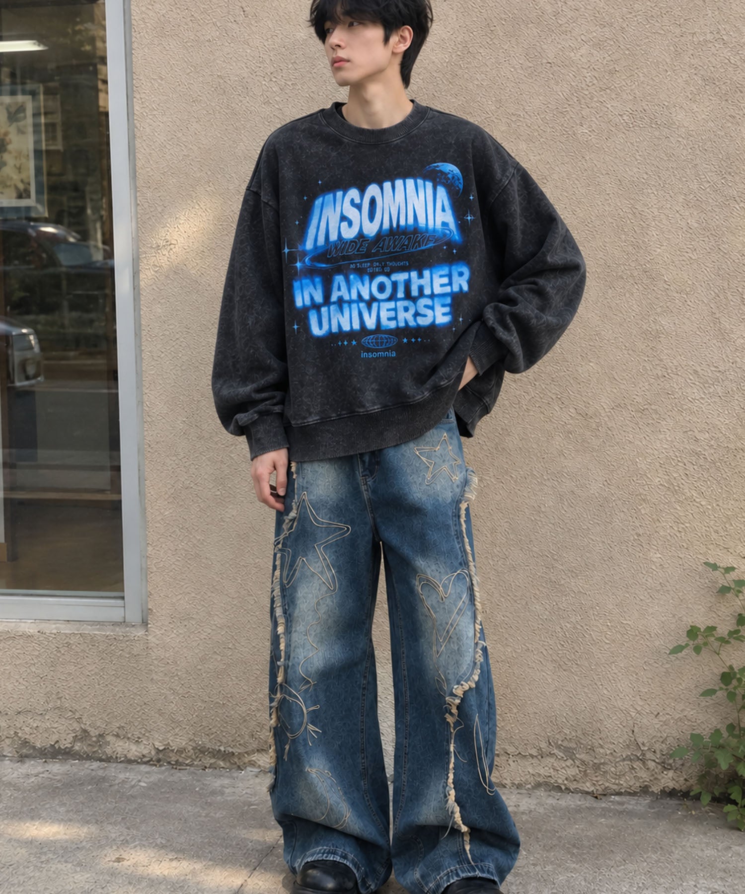 HOOK -original- INSOMNIA Assorted Space Graphic Oversized Sweatshirt