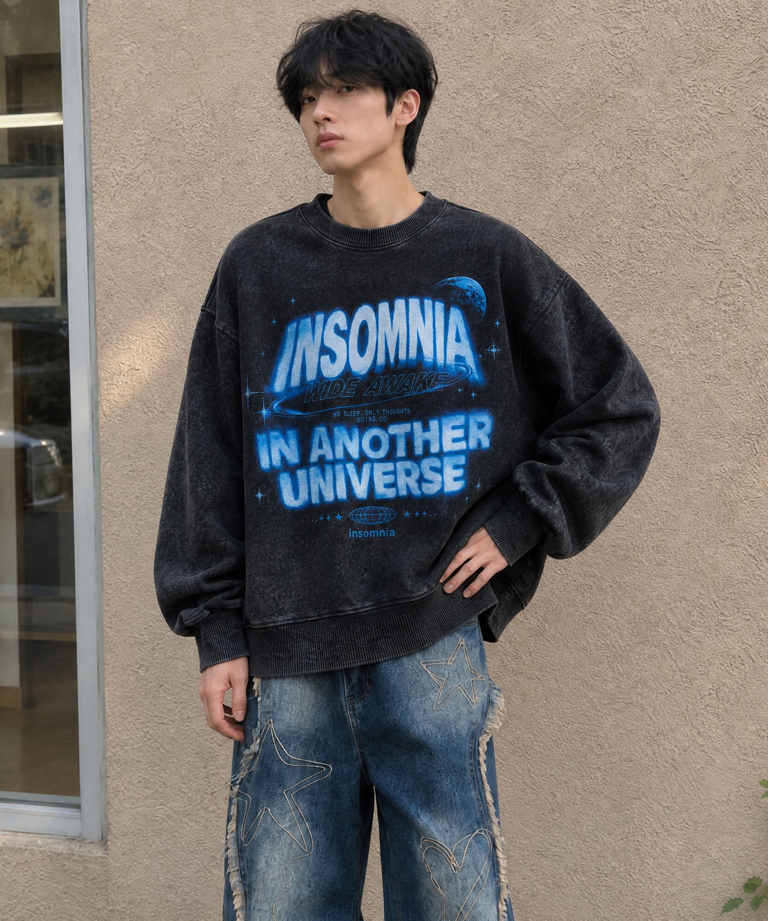 HOOK -original- INSOMNIA Assorted Space Graphic Oversized Sweatshirt