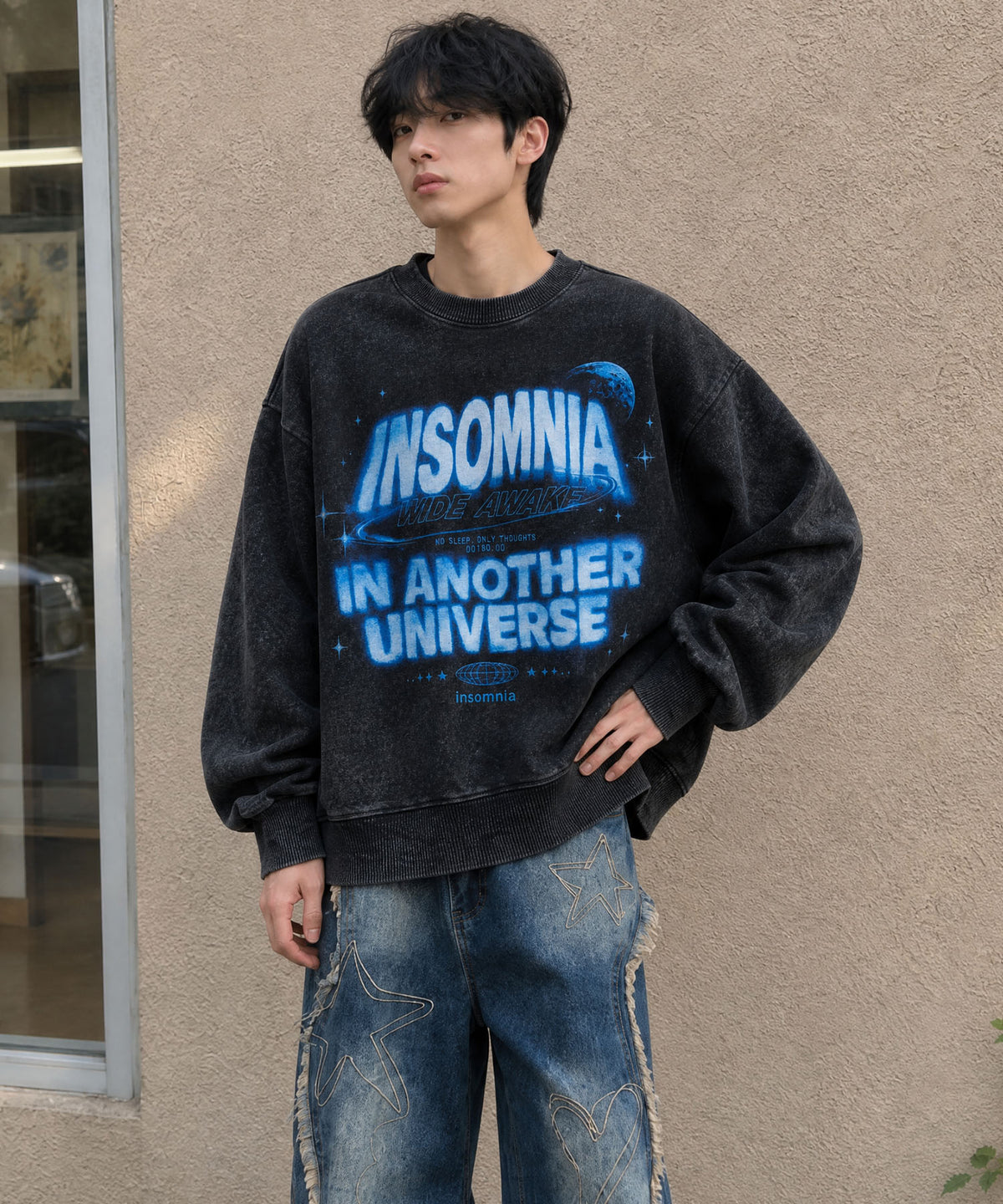 HOOK -original- INSOMINIA アソートスペースグラフィックオーバーサイズスウェット