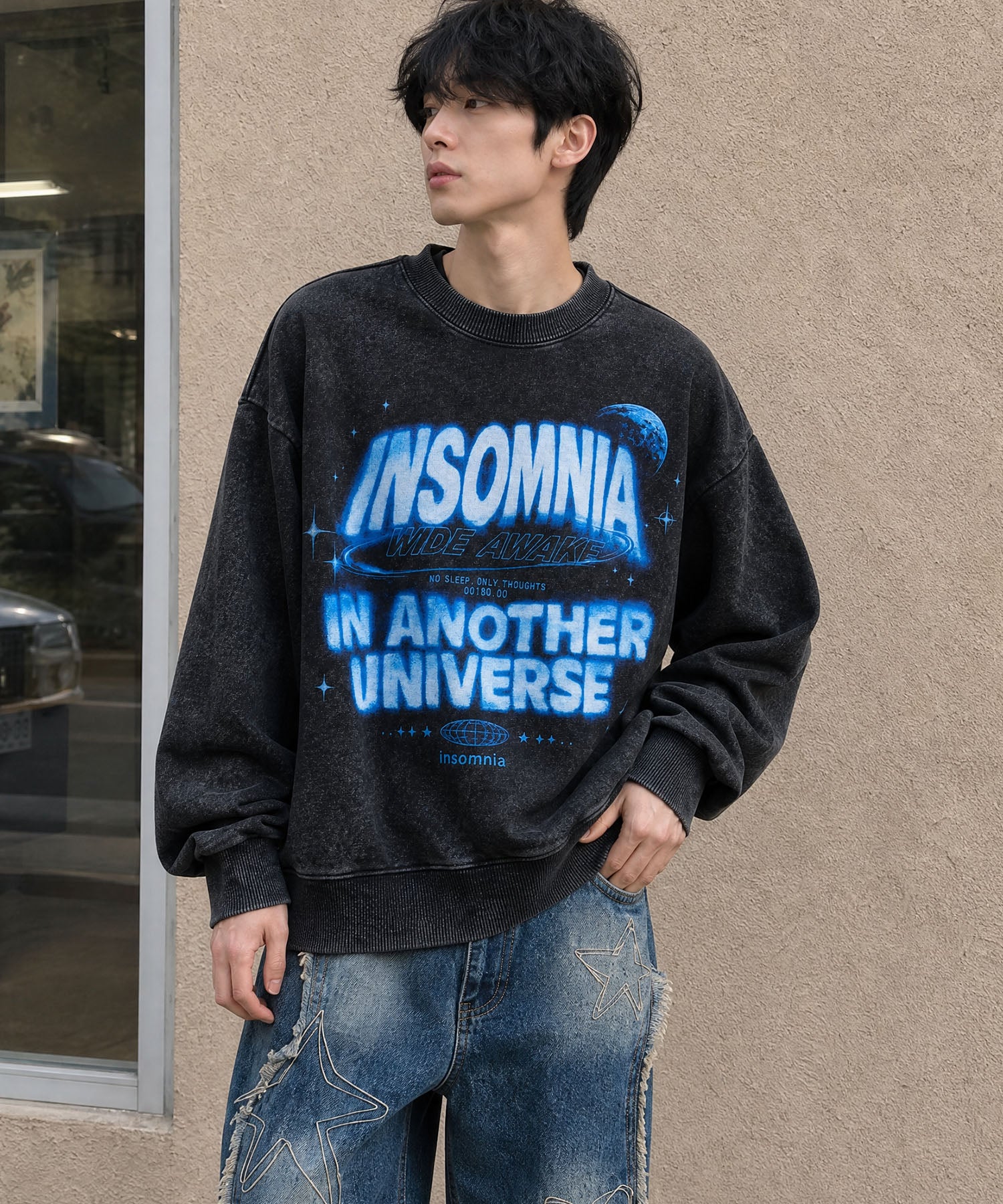 HOOK -original- INSOMNIA Assorted Space Graphic Oversized Sweatshirt