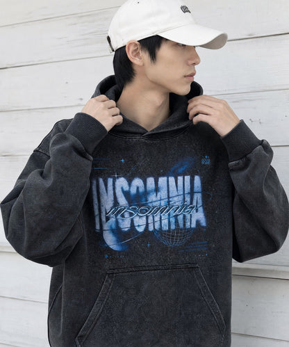 HOOK -original- INSOMINIA スペースグラフィックヴィンテージライクプルオーバーパーカー