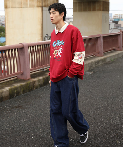 HOOK -original-　フードファイトプリントポロ襟スウェット「Don’t Fight!」