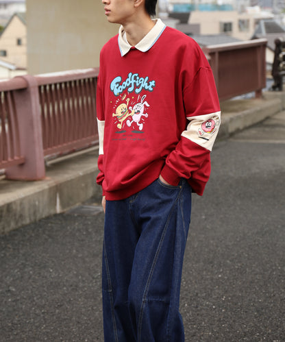 HOOK -original-　フードファイトプリントポロ襟スウェット「Don’t Fight!」