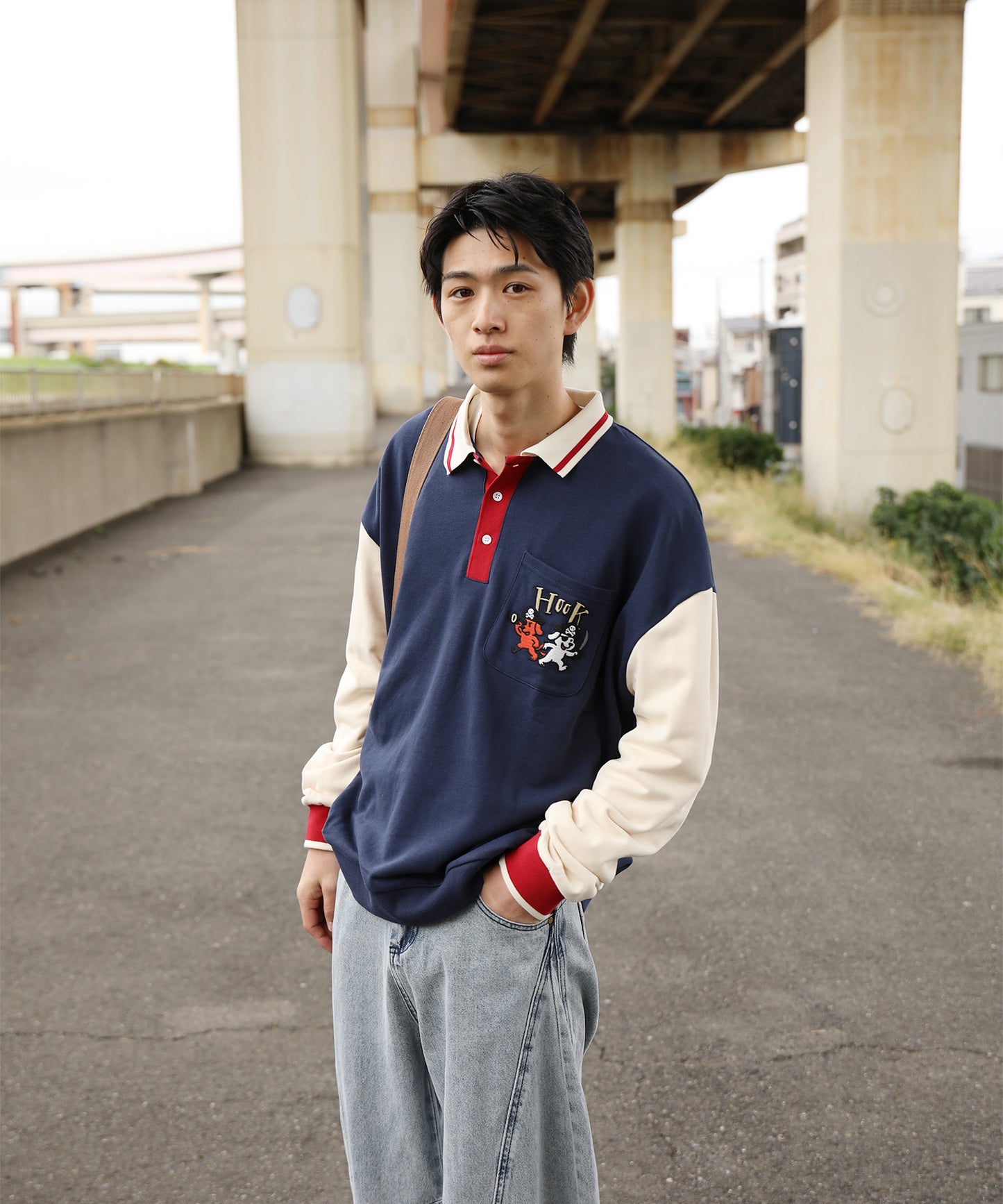 HOOK -original-　海賊わんちゃん刺繍ポロ襟スウェット