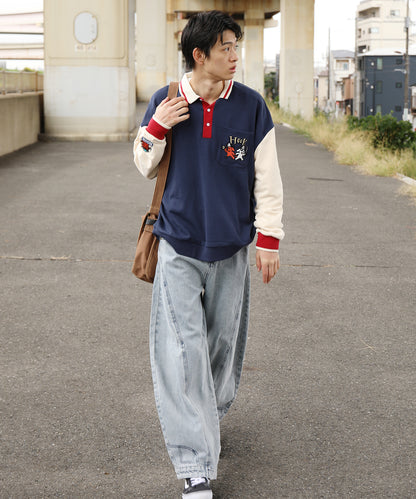 HOOK -original-　海賊わんちゃん刺繍ポロ襟スウェット