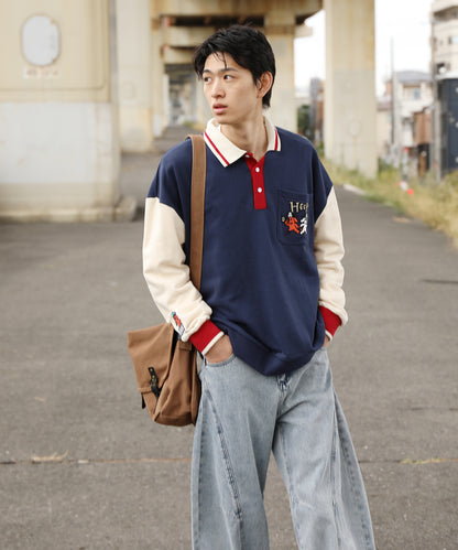 HOOK -original-　海賊わんちゃん刺繍ポロ襟スウェット