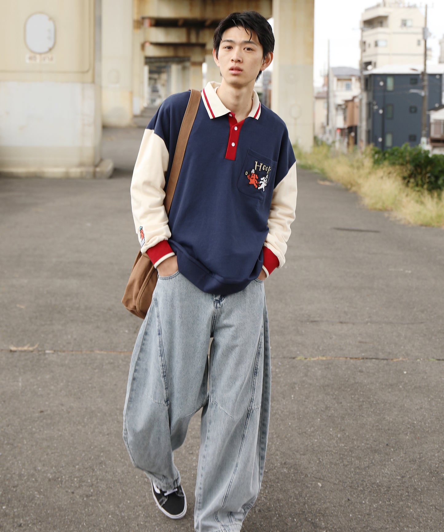 HOOK -original-　海賊わんちゃん刺繍ポロ襟スウェット