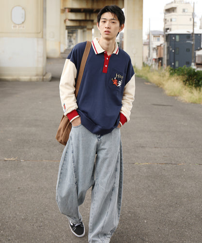 HOOK -original-　海賊わんちゃん刺繍ポロ襟スウェット