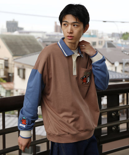 HOOK -original-　海賊わんちゃん刺繍ポロ襟スウェット