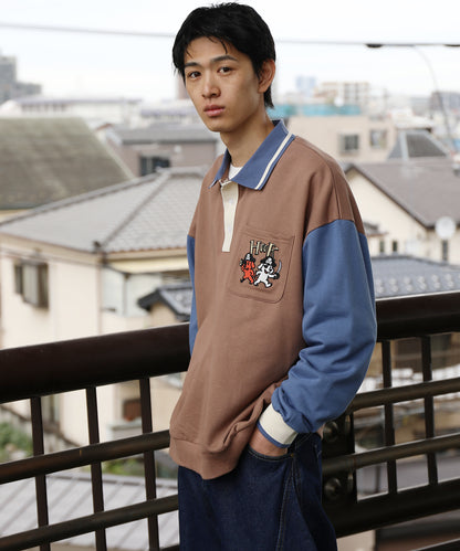 HOOK -original-　海賊わんちゃん刺繍ポロ襟スウェット