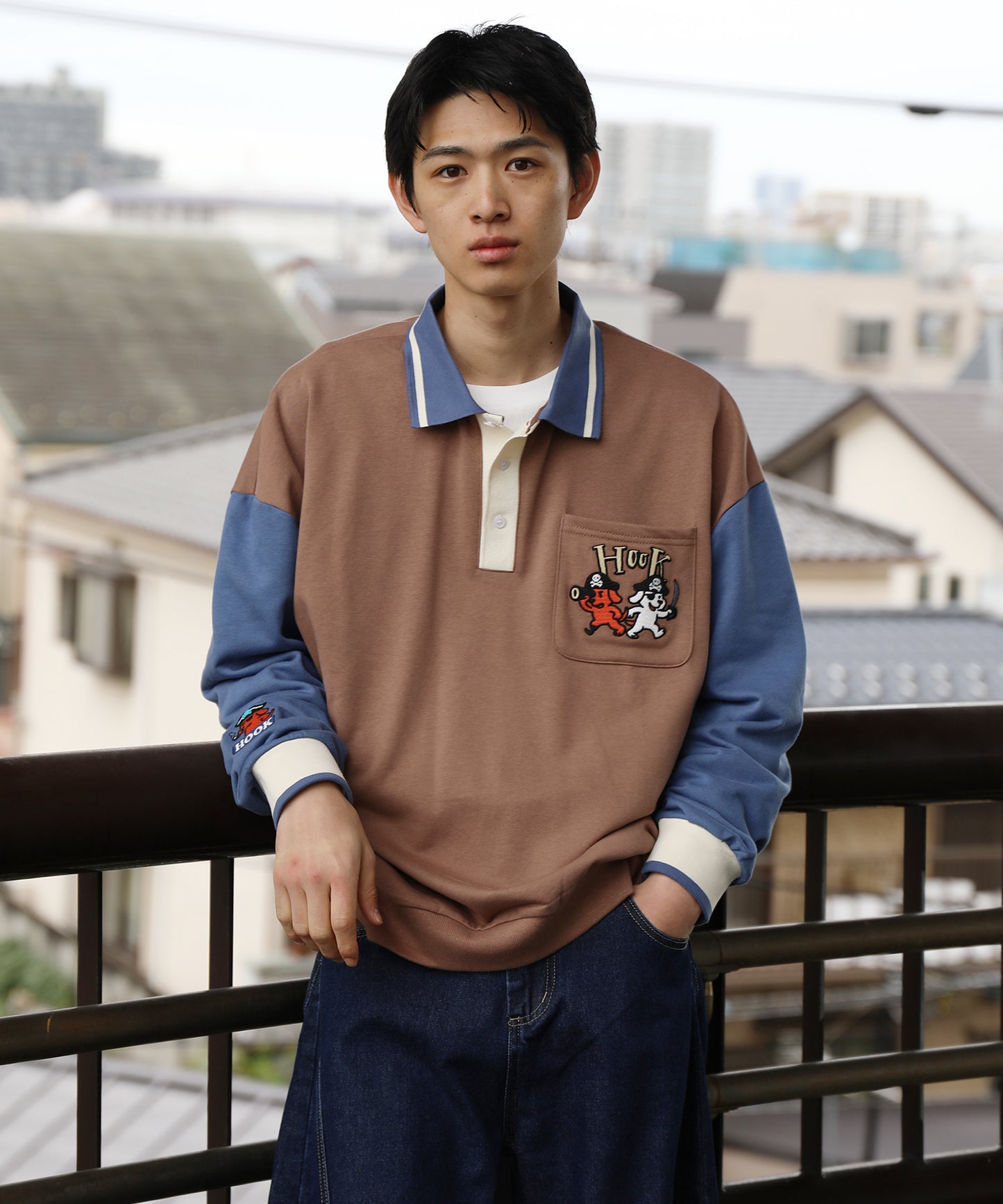 HOOK -original-　海賊わんちゃん刺繍ポロ襟スウェット