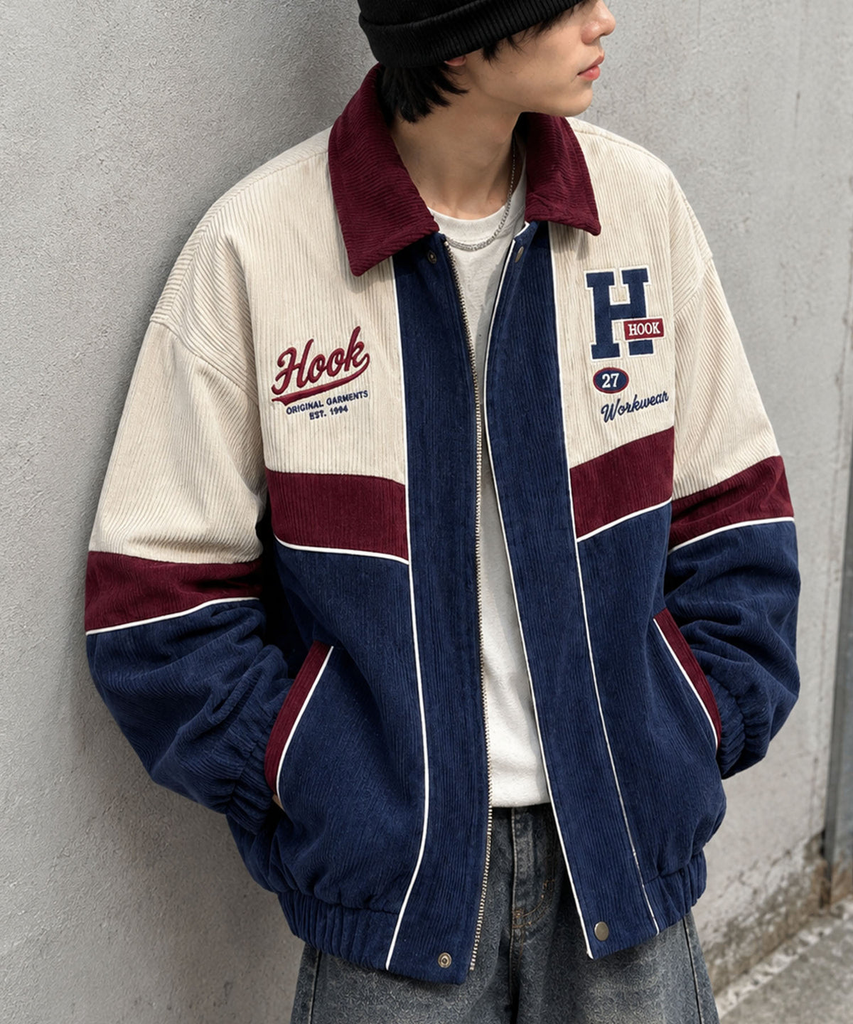 HOOK -original-　配色切替コーデュロイコーチジャケット