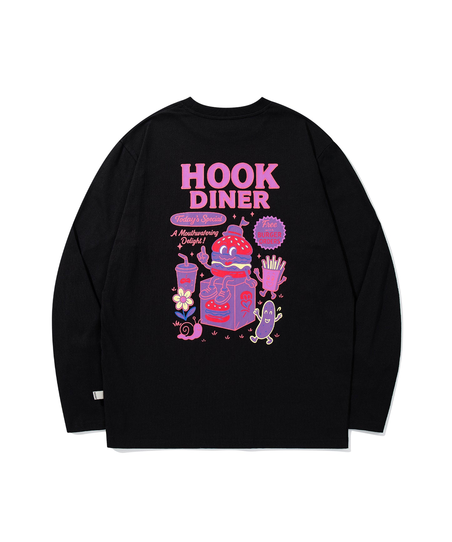 HOOK -original-　フードキャラクター グラフィックプリント ロングスリーブTシャツ