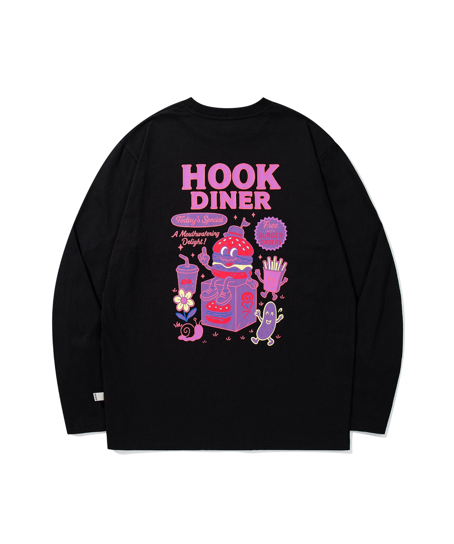 HOOK -original-　フードキャラクター グラフィックプリント ロングスリーブTシャツ