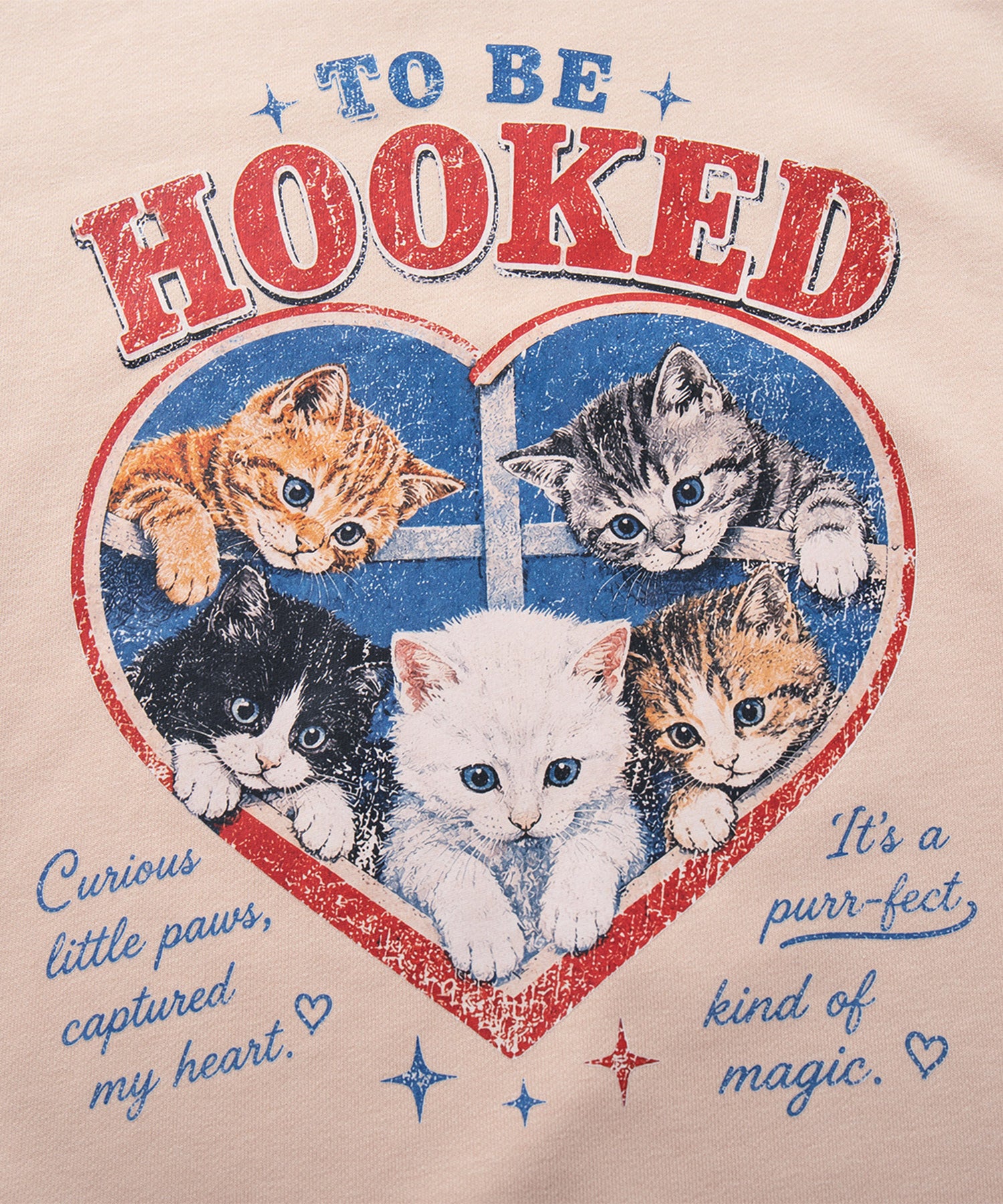 HOOK -original- Heart Cat Print Raglan Pullover Sweatshirt