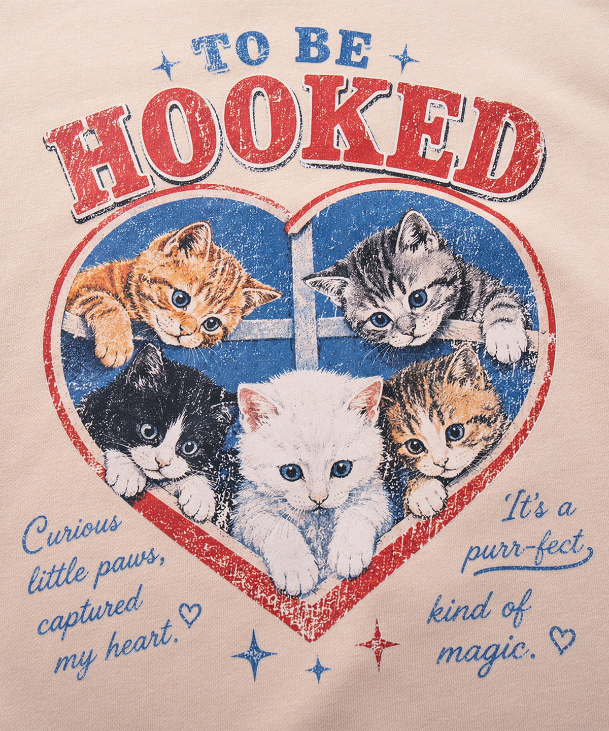 HOOK -original-　ハート猫プリントラグランスウェットプルオーバー