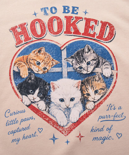 HOOK -original-　ハート猫プリントラグランスウェットプルオーバー