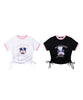 【HOOK】for girls 　裾シャーリングレトロわんちゃんプリントリンガーTEE