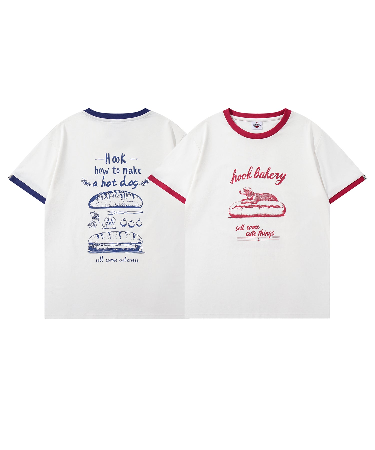 HOOK -original-　ヴィンテージ風『ホット ドッグ』プリントリンガーTEE