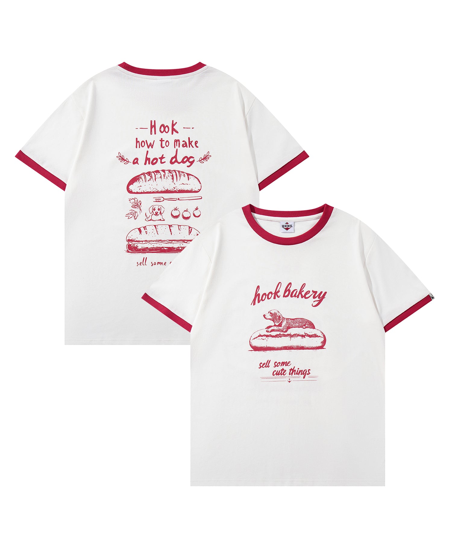 HOOK -original-　ヴィンテージ風『ホット ドッグ』プリントリンガーTEE