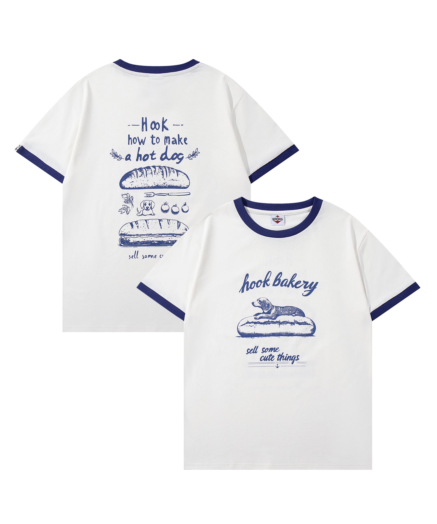 HOOK -original-　ヴィンテージ風『ホット ドッグ』プリントリンガーTEE