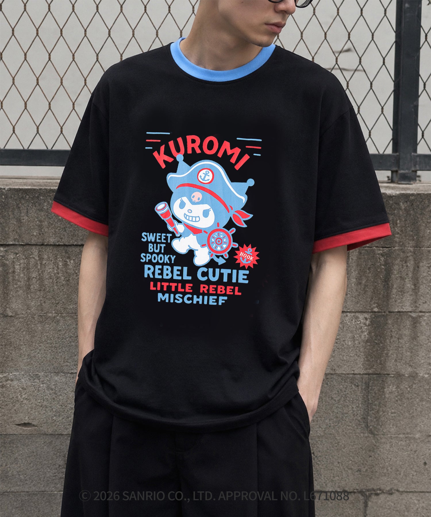 HOOK -original-　サンリオキャラクターズ コラボ 配色プリントTシャツ