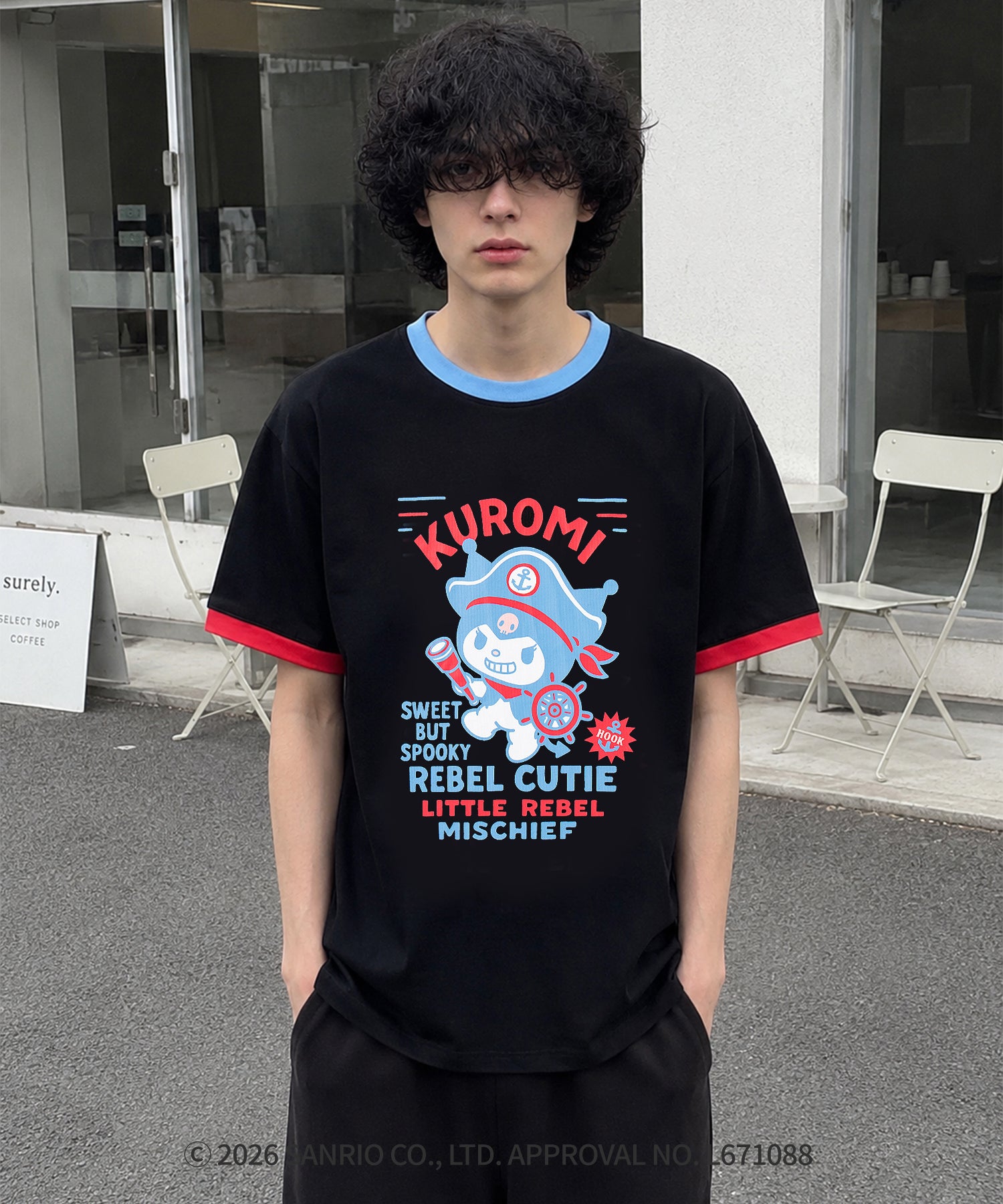 HOOK -original-　サンリオキャラクターズ コラボ 配色プリントTシャツ