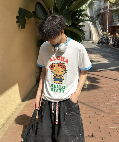 HOOK -original-　サンリオキャラクターズ コラボ バイカラープリントリンガーTシャツ