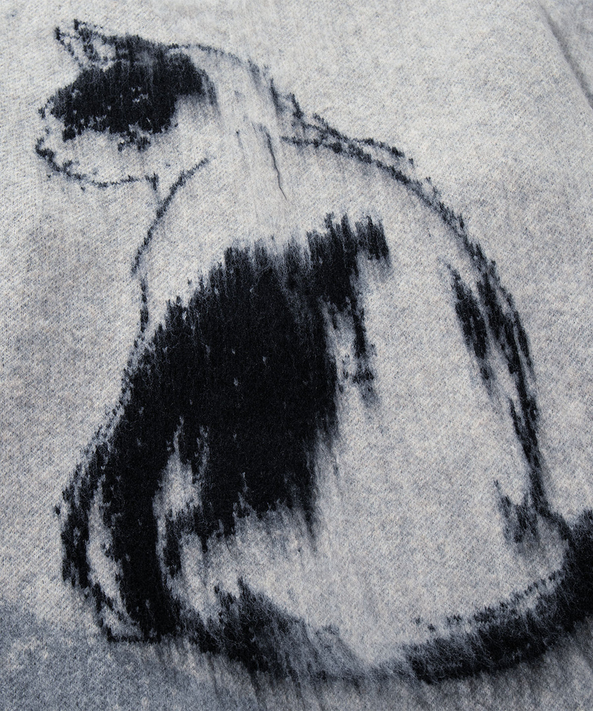 HOOK -original-　モノトーン猫ダブルジップモヘア風ニットブルゾン