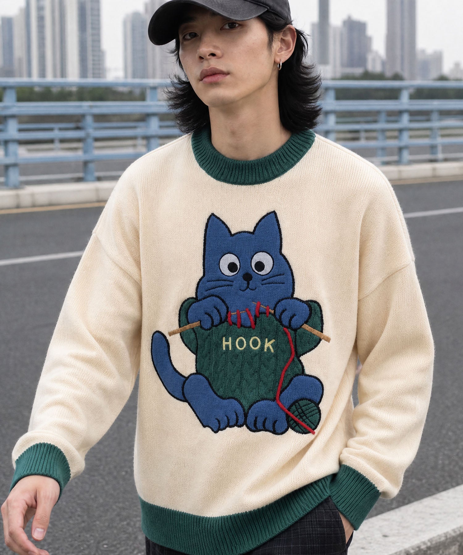 HOOK -original- 「自分のニットは自分で編むぞ」パッチワークニット