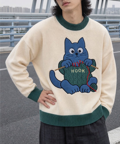 HOOK -original-　「自分のニットは自分で編むぞ」パッチワークニットプルオーバー