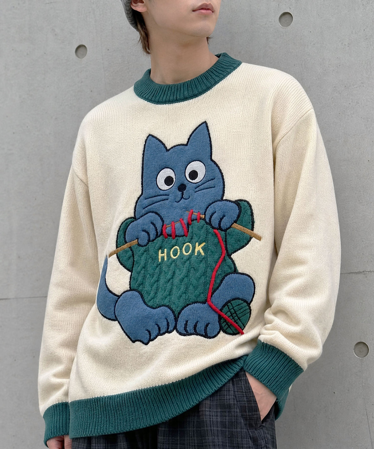 HOOK -original-　「自分のニットは自分で編むぞ」パッチワークニットプルオーバー