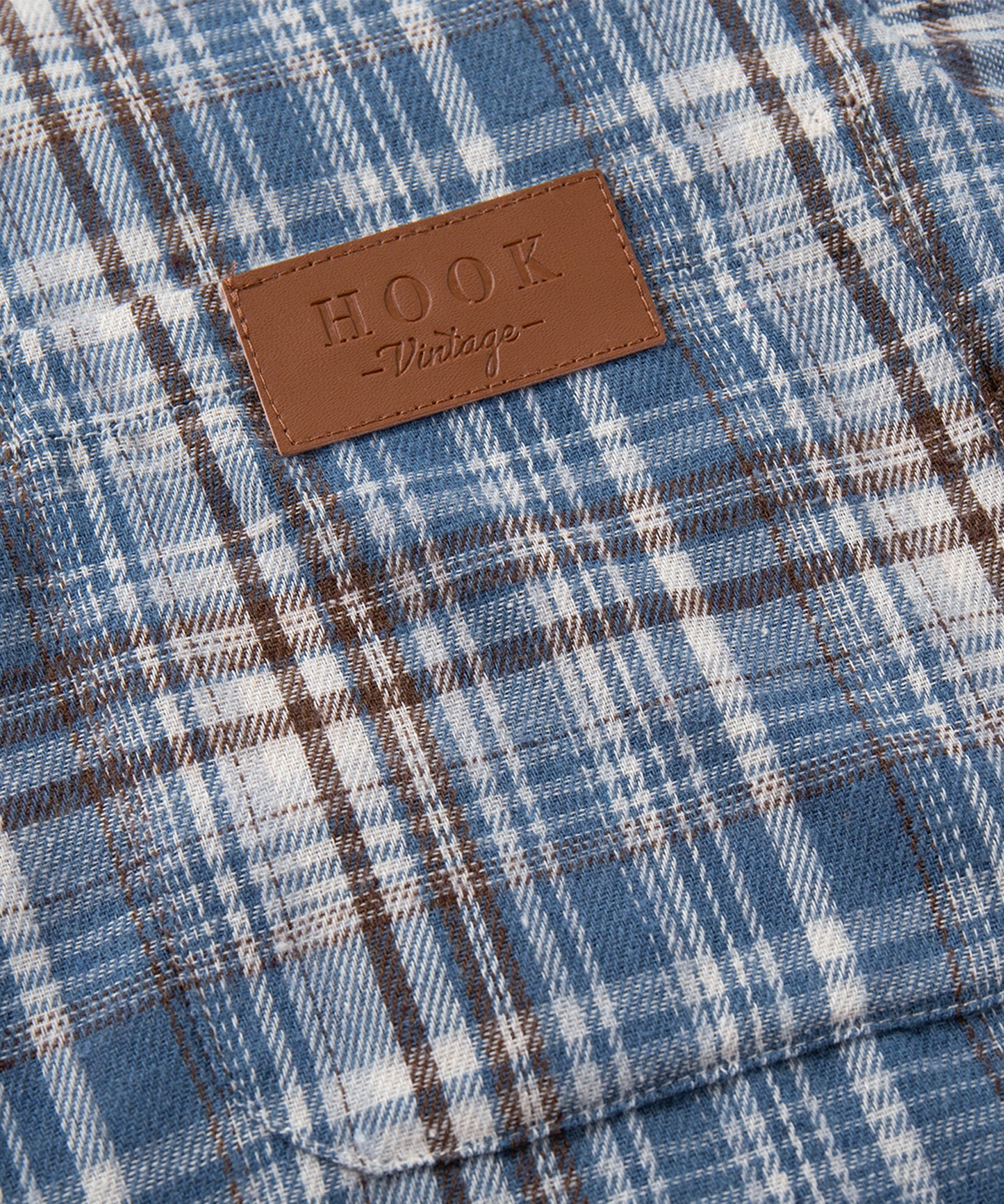 HOOK -original-　タータンチェック柄レザーパッチ付きビッグシャツ