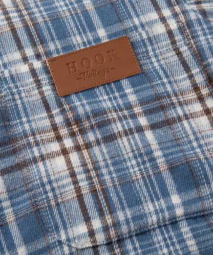 HOOK -original-　タータンチェック柄レザーパッチ付きビッグシャツ