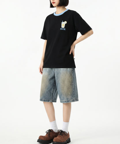 HOOK -original-　サングラスキャットビーチプリントTシャツ