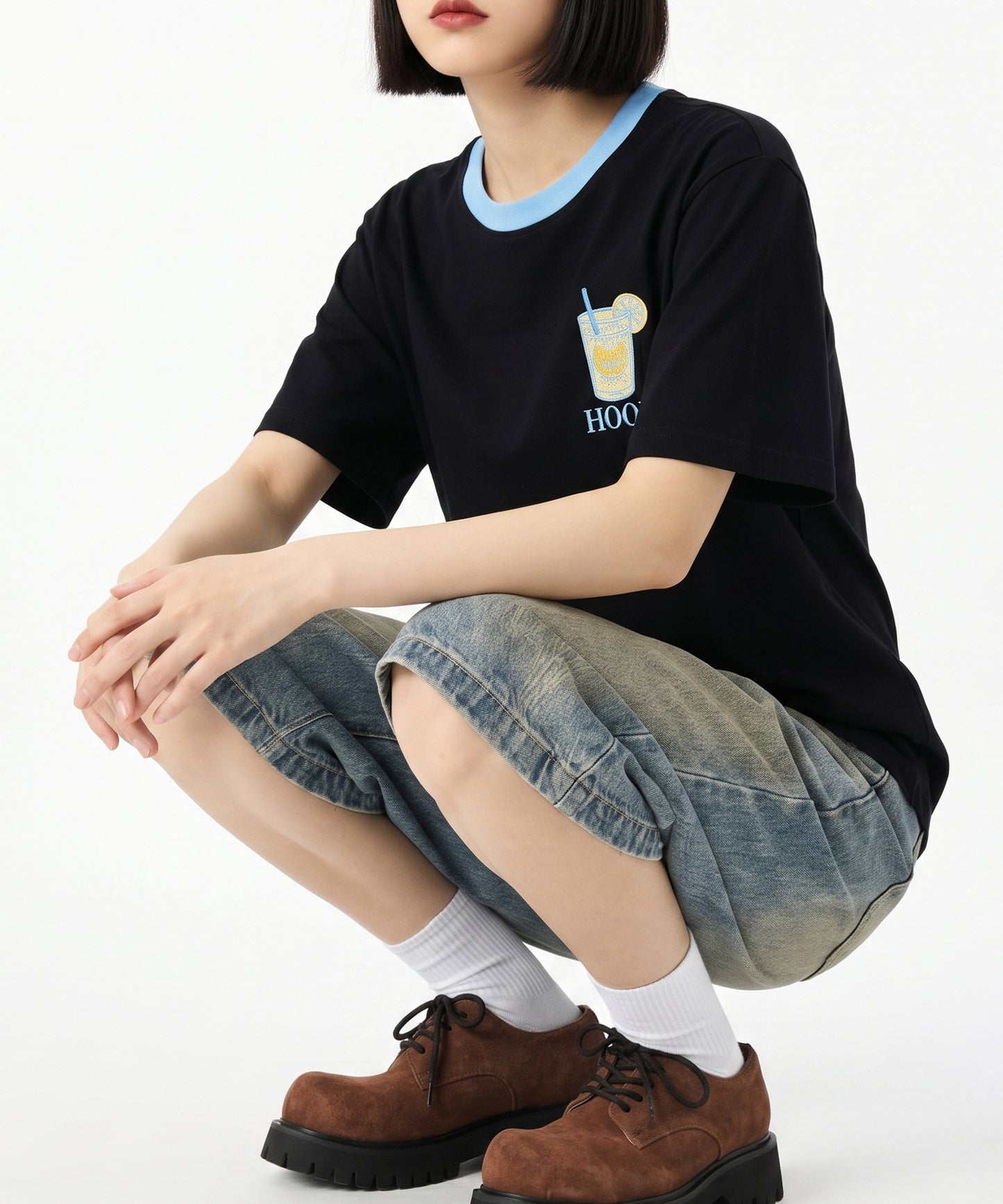 HOOK -original-　サングラスキャットビーチプリントTシャツ