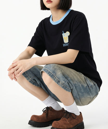 HOOK -original-　サングラスキャットビーチプリントTシャツ