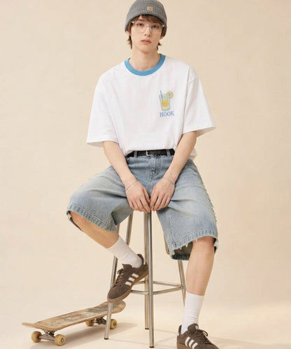 HOOK -original-　サングラスキャットビーチプリントTシャツ