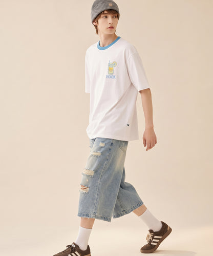 HOOK -original-　サングラスキャットビーチプリントTシャツ