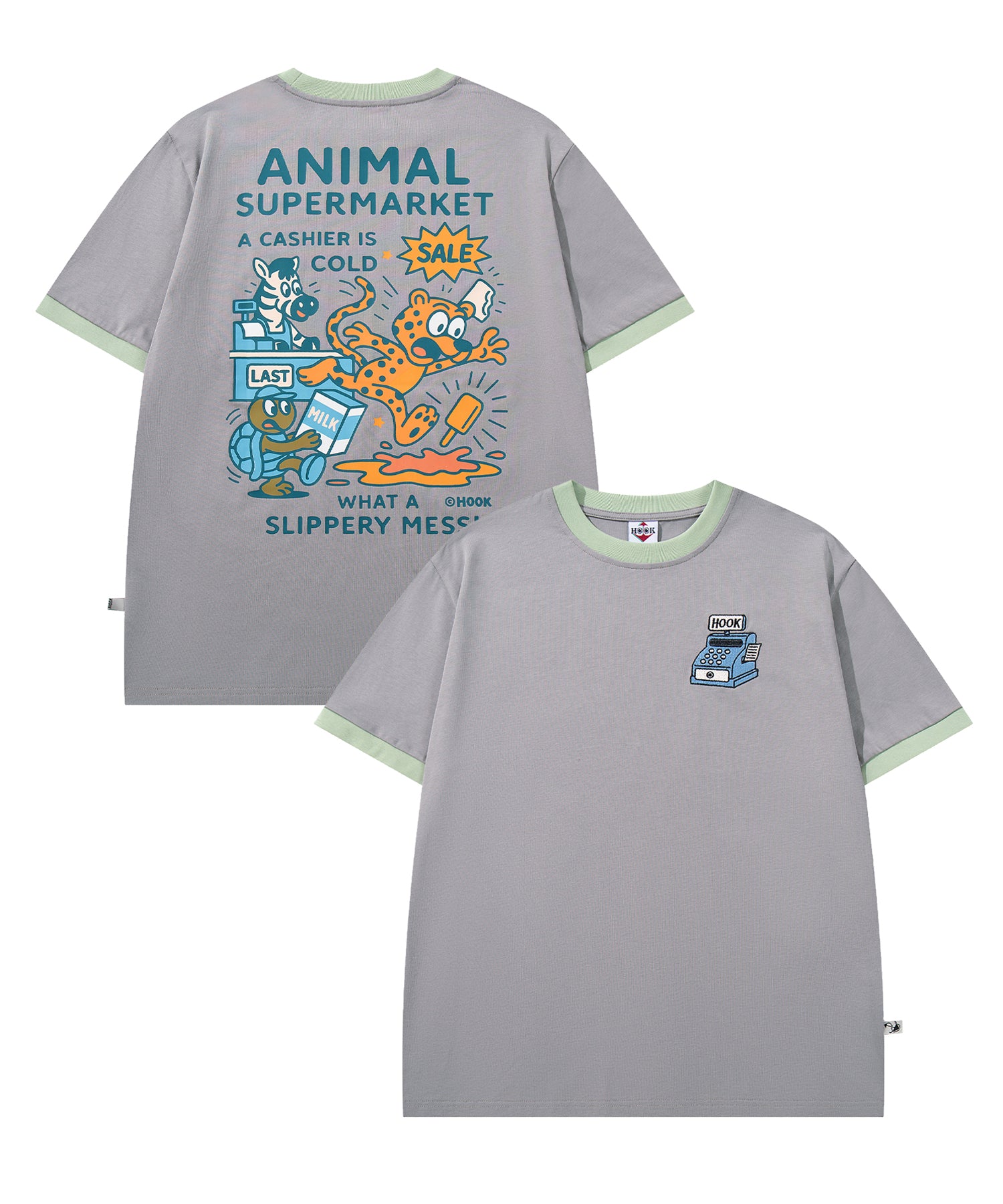 HOOK -original-　ANIMAL SUPERMARKET スリッピーメス バックプリントTシャツ