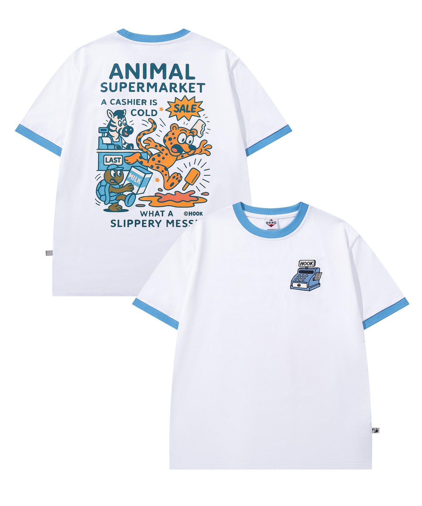 HOOK -original-　ANIMAL SUPERMARKET スリッピーメス バックプリントTシャツ